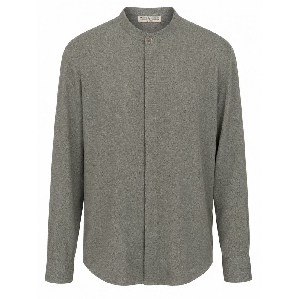 Pavo by Lastrada Men's Gray Mandarin Collar Textured Button Shirt Size M